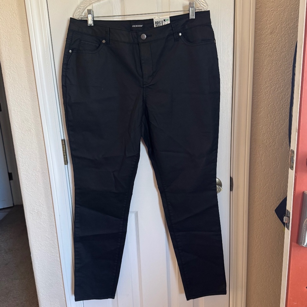 NWT Joe Boxer leather look black pants Sz 15  30" inseam
